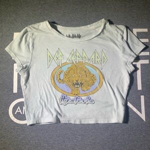 Def Leppard Shirt Womens Medium Hysteria World Tour Cropped